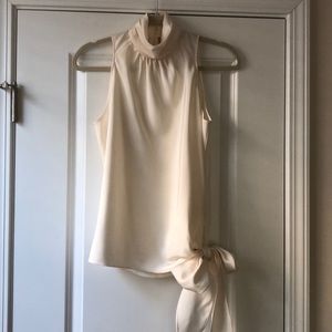 Lafayette 148 New York High neck cream blouse.